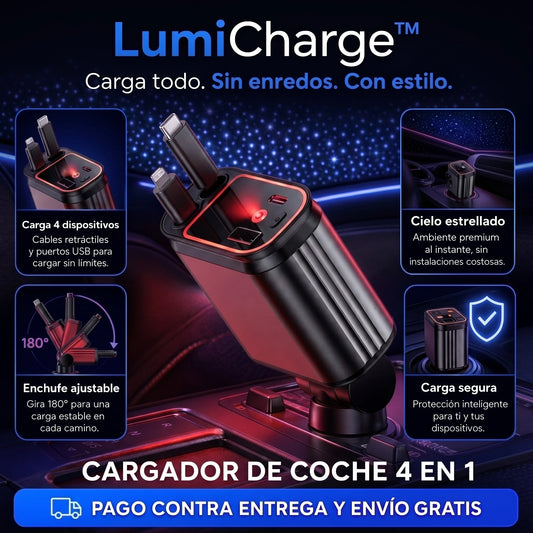 LumiCharge™ – Cargador Retráctil Multifuncional para Carro